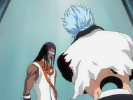 Grimmjow is forced to halt his attack on Tōsen.