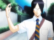  takes out a piece of  to begin his contest with .