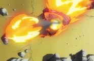 Amagai again uses the rapid form of his Fireball technique.