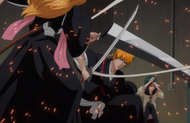 Ichigo saves Nozomi from Reigai-Rangiku.