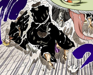 Retsu Unohana's Shikai, Minazuki, spits out Chōjirō and the others after healing them.