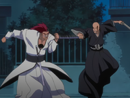 Edrad clashes with Ikkaku across the street.