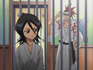 Rukia in prison being visited by Renji.