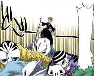 Ichigo stands atop a pile of Hollows.