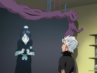 Hitsugaya talking to Momo on screen