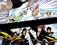 Renji and the other Shinigami prepare to fight the Quincy: Vollständig-empowered Sternritter.