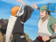 Ichigo agrees to spar with Ganju and Renji.