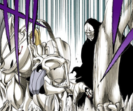 The Adjuchas kneel before Grimmjow.