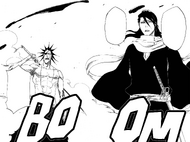 Byakuya and Kenpachi argue over who gets to fight Yammy.