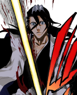 Byakuya is slashed by Zangetsu.