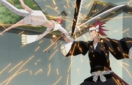 Renji blocks Hebi's attack.