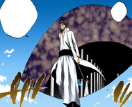 Gin watches as Aizen enters the Fake Karakura Town.