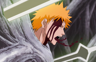 Ichigo coughs up blood after being stabbed.