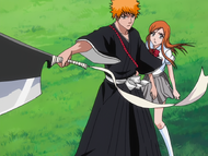 Ichigo protects Orihime from Yammy Llargo.