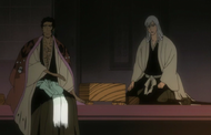 Kyoraku and Ukitake discuss Ichigo's involvement.