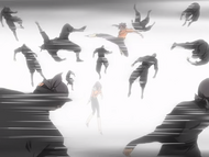 Yoruichi rapidly defeats all the Keigun.