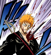 Ichigo envisions himself being stabbed through the chest by Kenpachi.