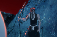 Hisagi takes Byakuya's discarded Zanpakutō.