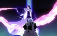 Hitsugaya is attacked by Reigai-Byakuya.