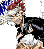 Renji berates Rukia for drawing attention by being loud.