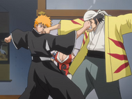 Ichigo and Ganju resume their fight in front of Kūkaku.