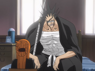 Kenpachi agreeing to help Orihime and her friends.