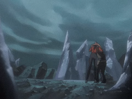 Yoruichi Shihōin saves Koga from the ice rubble.