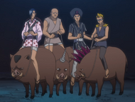 Ganju's Gang with their boars.