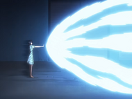 Rukia fires Hadō #33. Sōkatsui at Orihime.