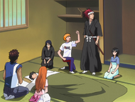 Rukia watches as Renji regains his resolve from Ichigo's words.