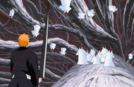 Ichigo is confronted by dozens of Blanks.