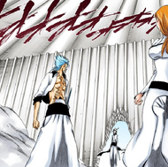 Ulquiorra confronts Grimmjow and Orihime.