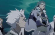 Hyōrinmaru walks past Hitsugaya.