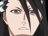 Byakuya angrily admonishes Ichigo and Renji.