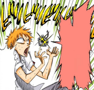 Ichigo is alarmed when the badge alerts him to the presence of a Hollow.