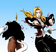 Rangiku has part of her torso torn out by Ayon.