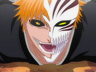 Zangetsu manifests and takes control of Ichigo's body once again.