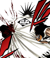 Kenpachi allows himself to be stabbed by Tōsen.