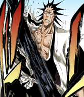 Kenpachi is slashed across the chest by an empowered Nnoitra.