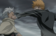 Ichigo punches Hitsugaya in the face.