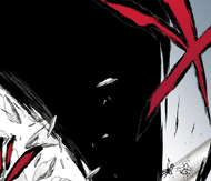 The Getsuga Tenshō hurtles toward Ulquiorra.