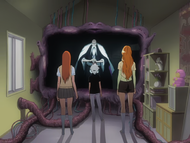 Orihime watches Yamamoto talk.