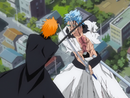 Ichigo clashes with Grimmjow.