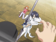 Orihime is saved by Uryū.