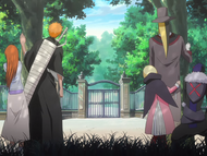 Ichigo and company find Jin Kariya's mansion.