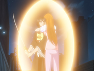 Orihime uses Sōten Kisshun to eject Ritz from Rukia.