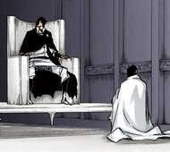 Yhwach completes Uryū Ishida's initiation ceremony in his private quarters.