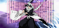 Byakuya using the Senkei technique of Senbonzakura Kageyoshi.