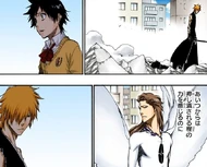 Tatsuki realizes that she cannot detect any Reiatsu from Ichigo, despite nearly suffocating under Aizen's.