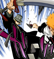 Urahara shatters the remainder of Ichigo's Zanpakutō.